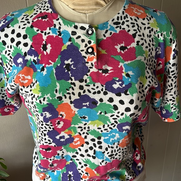 Floral cotton shirt. Vintage - Picture 2 of 5